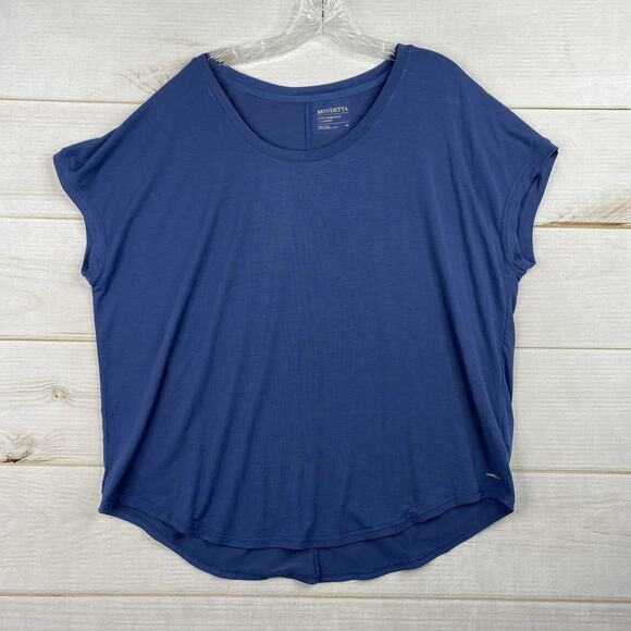 Mondetta Top Womens XL Blue Performance Luxury Tee Shirt Boxy Jersey Knit Active - Picture 1 of 9
